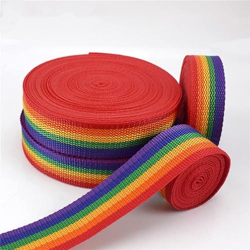 5/10/15M 20-50mm Regenbogen Nylonband Rucksack Haustier Gurtband für Gepäck Gürtel Taschen Griffe Hüftgurt DIY Zubehör von HIROYI