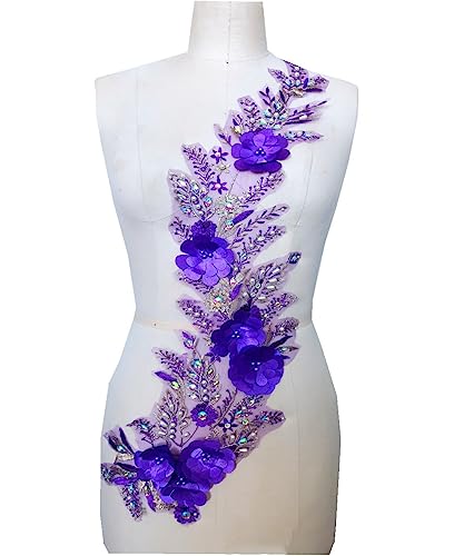 HIROYI 66 * 22cm 3D Dreidimensionale Blumenstickerei Lila Spitze Patches Perlen Strass Applikationen für Hochzeitskleid HIROYI 66 * 22cm 3D Dreidimensionale Blumenstickerei Lila Spitze Patches Perlen Strass Applikationen für Hochzeitskleid von HIROYI
