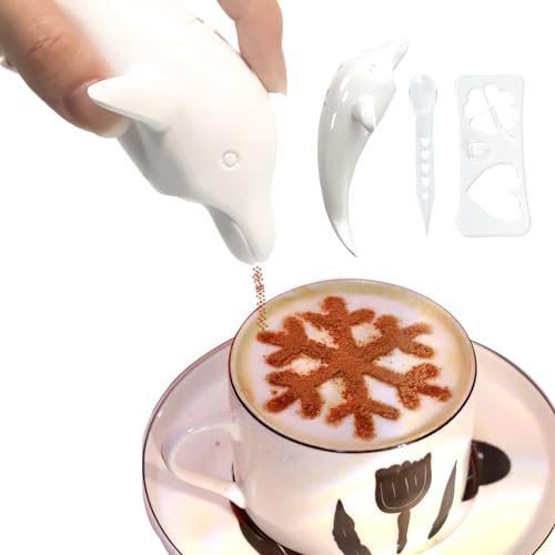 HISUNY Kaffeeschnitzstift Tragbarer elektrischer Lattekunststift Spice Pancake Cappuccino Decoration Pen Elektrische Latte für Barista -Vorlage mit Kaffeekuchen dekorieren Schablonen von HISUNY