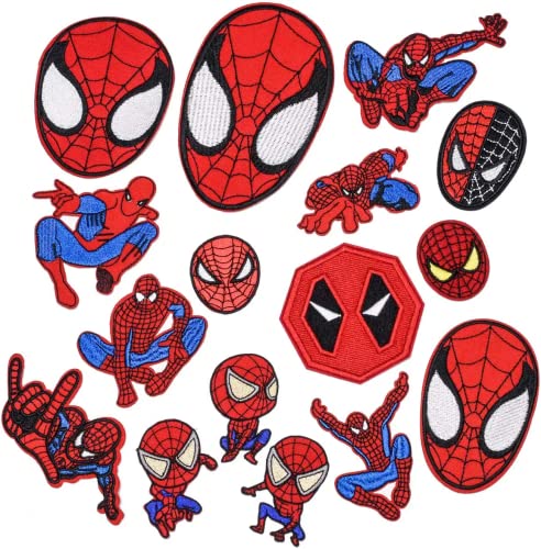 Aufnäher zum Aufbügeln, 20 Stück Spider-Man, bestickte Applikationen, zum Aufnähen, Reparaturflicken für Kinder, Erwachsene, Kleidung, Jeans, Jacken, Hüte, Schuhe, Rucksäcke Aufnäher zum Aufbügeln, 20 Stück Spider-Man, bestickte Applikationen, zum Aufnähen, Reparaturflicken für Kinder, Erwachsene, Kleidung, Jeans, Jacken, Hüte, Schuhe, Rucksäcke von HITOMOSU