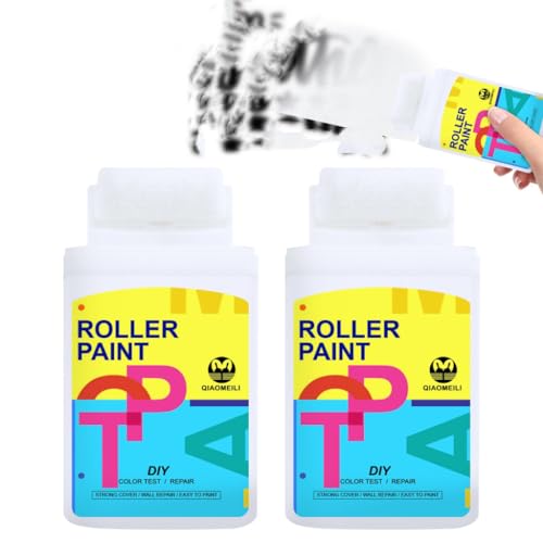 HIULLEN Wandreparatur Rollbürste, 2 Stück Wandreparaturpaste 100ml, Wandfarbe Ausbessern mit Roller Spachtelmasse Weiß Reparieren Sie Graffiti Kratzer Flecken Risse von HIULLEN