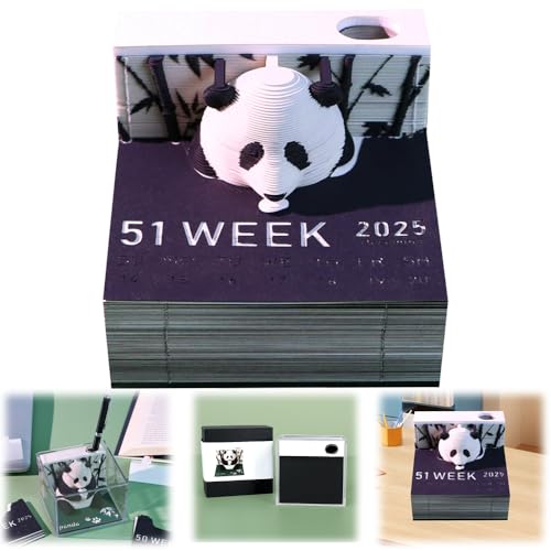 HIULLEN 3D-Notizblock, 3D Kalender Abreißen 2025, 2025 Tischkalender-Notizblock, 3D Panda Wochenkalender mit Licht und Stifthalter, Kreative Panda Haftnotizen, Papierskulptur Desktop Ornament HIULLEN 3D-Notizblock, 3D Kalender Abreißen 2025, 2025 Tischkalender-Notizblock, 3D Panda Wochenkalender mit Licht und Stifthalter, Kreative Panda Haftnotizen, Papierskulptur Desktop Ornament von HIULLEN
