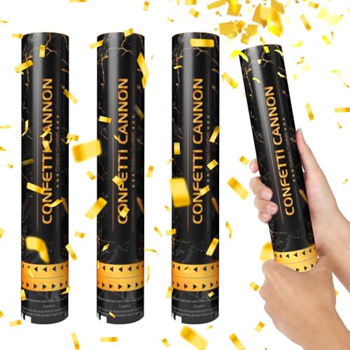 HIULLEN Konfettikanonen, 4 Stück 30CM Party Popper Konfetti Shooter, 3-5 Meter Effekthöhe Konfettikanone Hochzeit, Konfetti Kanone, Konfettikanonen Gold für Geburtstage Hochzeiten Karneval Party HIULLEN Konfettikanonen, 4 Stück 30CM Party Popper Konfetti Shooter, 3-5 Meter Effekthöhe Konfettikanone Hochzeit, Konfetti Kanone, Konfettikanonen Gold für Geburtstage Hochzeiten Karneval Party von HIULLEN