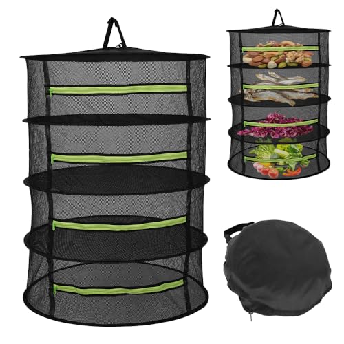 HIULLEN Kräutertrockner Trockennetz Kräuter, Trocknungsnetz 4-Layer, Kräuternetz Faltbar zum Kräuter Trocknen, Trockennetz für Kräuter, Blumen, Früchte, Fleisch, Samen und Gemüse von HIULLEN