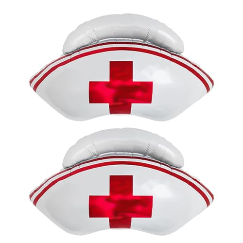 HIXNUG 2 x Krankenschwester-Luftballons, Krankenschwesterkappe, Luftballon, medizinische Ballons für Krankenschwestern, Abschlussdekorationen, RN-Thema, Krankenpflege, Schule, Partyzubehör HIXNUG 2 x Krankenschwester-Luftballons, Krankenschwesterkappe, Luftballon, medizinische Ballons für Krankenschwestern, Abschlussdekorationen, RN-Thema, Krankenpflege, Schule, Partyzubehör von HIXNUG