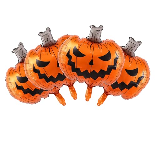 HIXNUG Halloween-Kürbis-Luftballons, Halloween-Dekorationen, orangefarbene Kürbisförmige Folienballons für Kinder-Party-Dekoration, 4 Stück HIXNUG Halloween-Kürbis-Luftballons, Halloween-Dekorationen, orangefarbene Kürbisförmige Folienballons für Kinder-Party-Dekoration, 4 Stück von HIXNUG