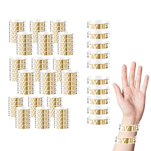 100 Stück Vip Einlassbänder,Festival Armbänder,Vip Bändchen,Party,Eintrittsarmbänder für Veranstaltungen,Wasserdichte Papierarmbänder,Etiketten für Partys Konzerte Vergnügungsparks,Geburtstag Hochzeit von HJDJBD