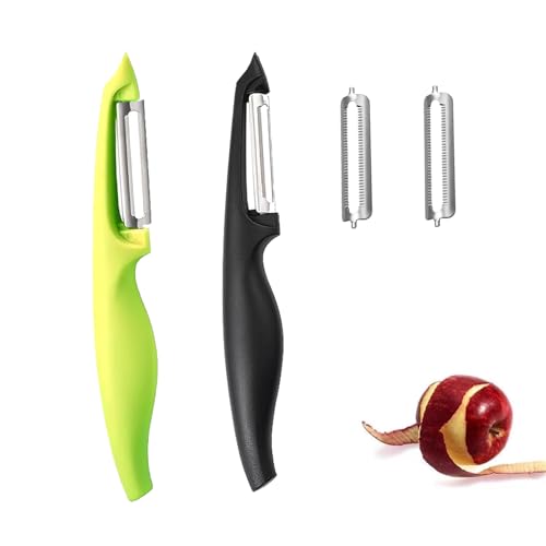 2 Stück Sparschäler,Kartoffelschäler,Schäler,Gemüseschäler,Küche Edelstahl Sparschäler,Gemüse,Peeler,Mit Zwei Klingen,Universal Kartoffelschäler,Linkshänder Und Rechtshänder Geeignet Gemüseschäler von HJDJBD
