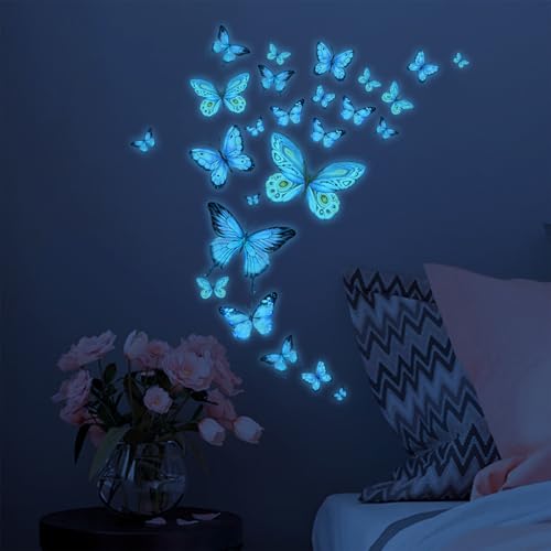 Blau Wandaufkleber Kinderzimmer,3D Schmetterlinge Leuchtende Wandtattoo,Wandaufkleber Schmetterlingsaufkleber,Luminous Butterfly Wandsticker Deko,für Schlafzimmer Kinderzimmer Wohnzimmer Wanddeko Blau Wandaufkleber Kinderzimmer,3D Schmetterlinge Leuchtende Wandtattoo,Wandaufkleber Schmetterlingsaufkleber,Luminous Butterfly Wandsticker Deko,für Schlafzimmer Kinderzimmer Wohnzimmer Wanddeko von HJDJBD