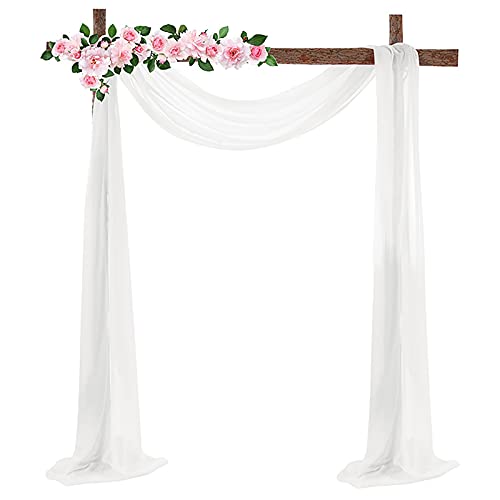 HJHIWE Romantischer Hochzeitsbogen mit 2 Paneelen, 6 m, weißer Chiffonstoff, transparent, Hochzeits-Hintergründe für Hochzeitsbogen Zeremonie, Vorhang, Volant, Party-Dekoration HJHIWE Romantischer Hochzeitsbogen mit 2 Paneelen, 6 m, weißer Chiffonstoff, transparent, Hochzeits-Hintergründe für Hochzeitsbogen Zeremonie, Vorhang, Volant, Party-Dekoration von HJHIWE