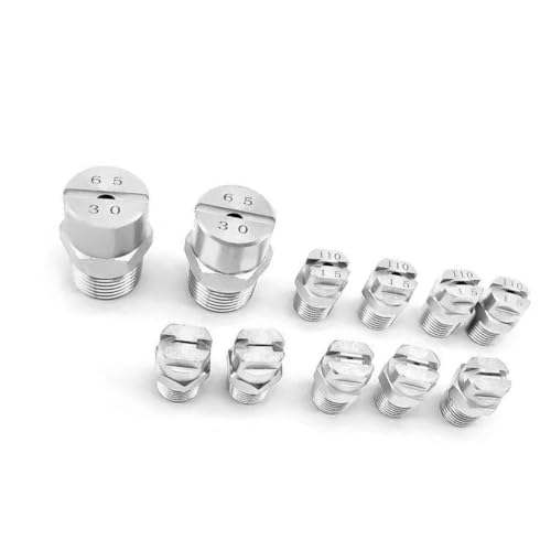 HJHLYJQBF 65 ° Flache Lüfterdüse, 1/8, 1/4, 3/8, 1/2 BSPT Männliche Edelstahldruckdruckscrubber -Düsenreinigerdüse No.10: 3/8 (2.0 mm Aperture) 5 Stücke von HJHLYJQBF