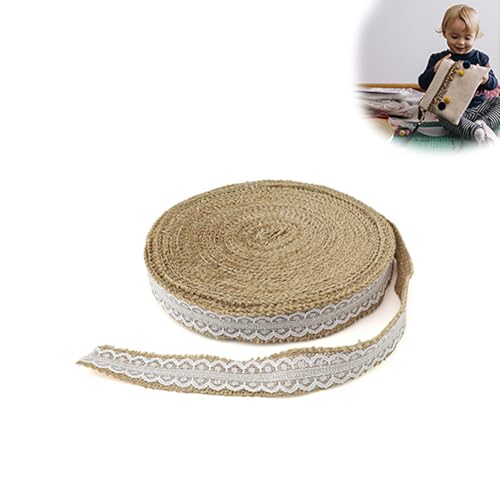 HJIAMA 2,5 × 2000cm Juteband mit Spitze, Jute Geschenkband Set, Vintage Spitzenband Jute, mit Spitzenkante, für Zuhause, Hochzeit, Weihnachten, Dekorative Marmeladengläser, Geschenke, Kunsthandwerk HJIAMA 2,5 × 2000cm Juteband mit Spitze, Jute Geschenkband Set, Vintage Spitzenband Jute, mit Spitzenkante, für Zuhause, Hochzeit, Weihnachten, Dekorative Marmeladengläser, Geschenke, Kunsthandwerk von HJIAMA