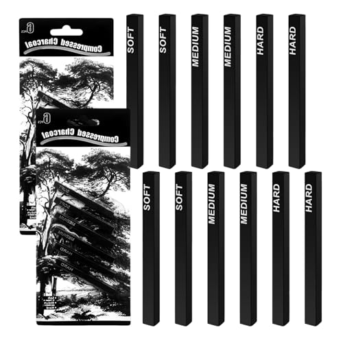 HJIAMA Kohlestifte zum Zeichnen Set, 2 Stück Set Kohlestift, 12 Wurzeln Zeichenkohle, 3 Härte, Weidenholzkohle für Malen, Skizzieren, Entwerfen HJIAMA Kohlestifte zum Zeichnen Set, 2 Stück Set Kohlestift, 12 Wurzeln Zeichenkohle, 3 Härte, Weidenholzkohle für Malen, Skizzieren, Entwerfen von HJIAMA