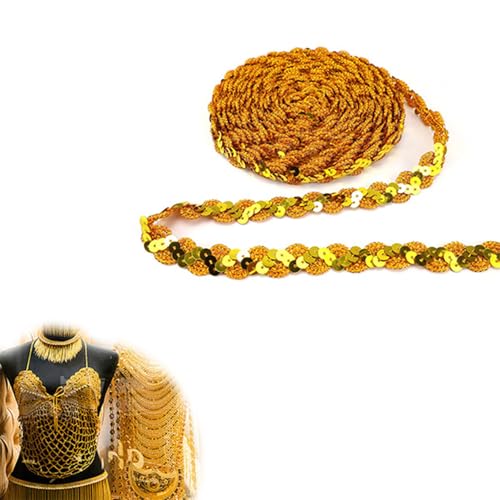 HJIAMA 25m Paillettenband Gold, Gewelltes Paillettenband, Breite 15mm, Glitzer Borte für DIY, Party Dekoration, Möbel, Hochzeiten, Geburtstagsfeiern HJIAMA 25m Paillettenband Gold, Gewelltes Paillettenband, Breite 15mm, Glitzer Borte für DIY, Party Dekoration, Möbel, Hochzeiten, Geburtstagsfeiern von HJIAMA