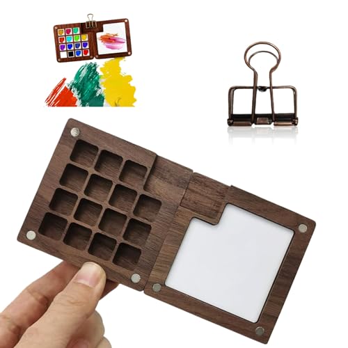 HJIAMA 2 in 1 Wet Palette, Tragbare Kleine, Walnuss Mini Paint Palette, mit Clips, Palette, Malwerkzeug, für Schulen, Malbegeisterte HJIAMA 2 in 1 Wet Palette, Tragbare Kleine, Walnuss Mini Paint Palette, mit Clips, Palette, Malwerkzeug, für Schulen, Malbegeisterte von HJIAMA