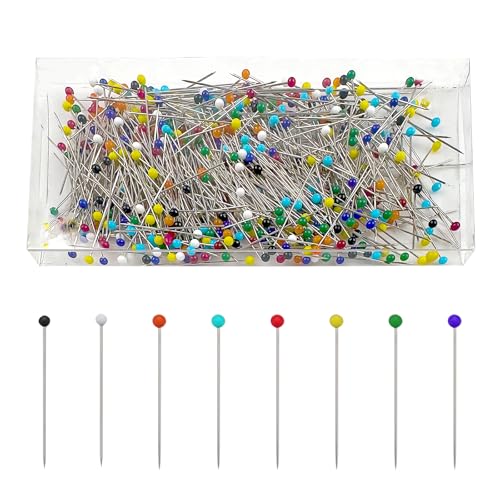 600Stks Glaskopf Stecknadeln, 38mm Mehrfarbige Stecknadeln, Rundkopf Kartennadeln, Gerade Nadeln mit Farbigen Kugelköpfen, Perlglanzkopf Quiltnadeln, Sewing Pins für Basteln Stoff Schneiderei 600Stks Glaskopf Stecknadeln, 38mm Mehrfarbige Stecknadeln, Rundkopf Kartennadeln, Gerade Nadeln mit Farbigen Kugelköpfen, Perlglanzkopf Quiltnadeln, Sewing Pins für Basteln Stoff Schneiderei von HJJMN