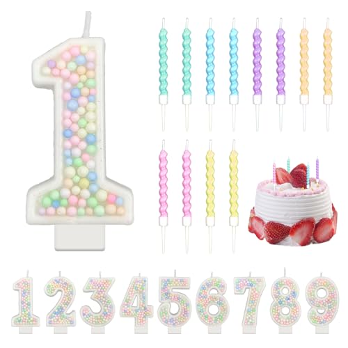 Macaron Bunte Geburtstagskerzen Zahlen 2, Kerzen Geburtstag mit 6 Stücke Bunte Spiralförmige Geburtstagskerzen für Geburtstag, Party, Weihnachten, Hochzeiten(2) (Zahlen 1) von HJJMN