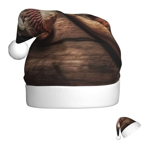 Weihnachtsmütze für Männer und Frauen, Plüsch-Weihnachtsmütze, Baseball auf hölzernen Weihnachtsmannmützen für Party, Urlaub Weihnachtsmütze für Männer und Frauen, Plüsch-Weihnachtsmütze, Baseball auf hölzernen Weihnachtsmannmützen für Party, Urlaub von HJKBCV