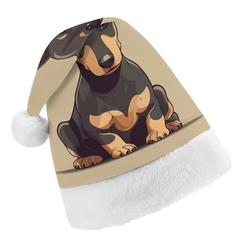 Weihnachtsmütze für Männer und Frauen, Plüsch-Weihnachtsmütze, Dobermann, Welpe mit aufrechten Ohren, Weihnachtsmannmützen für Party, Urlaub Weihnachtsmütze für Männer und Frauen, Plüsch-Weihnachtsmütze, Dobermann, Welpe mit aufrechten Ohren, Weihnachtsmannmützen für Party, Urlaub von HJKBCV