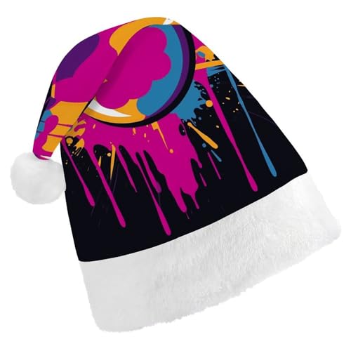 Weihnachtsmütze für Männer und Frauen, Plüsch-Weihnachtsmütze, Kritzelei, Weihnachtsmannmützen für Party, Urlaub Weihnachtsmütze für Männer und Frauen, Plüsch-Weihnachtsmütze, Kritzelei, Weihnachtsmannmützen für Party, Urlaub von HJKBCV