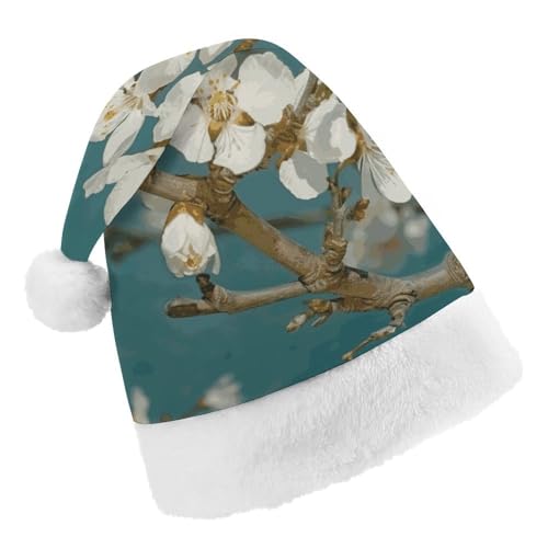 Weihnachtsmütze für Männer und Frauen, Plüsch-Weihnachtsmütze, Mandelblüte, Weihnachtsmannmützen für Party, Urlaub Weihnachtsmütze für Männer und Frauen, Plüsch-Weihnachtsmütze, Mandelblüte, Weihnachtsmannmützen für Party, Urlaub von HJKBCV
