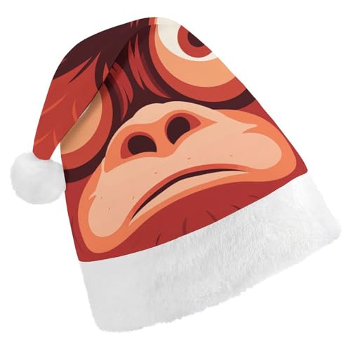 Weihnachtsmütze für Männer und Frauen, Plüsch-Weihnachtsmütze, Orang-Utan-Gesicht, Weihnachtsmannmützen für Party, Urlaub Weihnachtsmütze für Männer und Frauen, Plüsch-Weihnachtsmütze, Orang-Utan-Gesicht, Weihnachtsmannmützen für Party, Urlaub von HJKBCV
