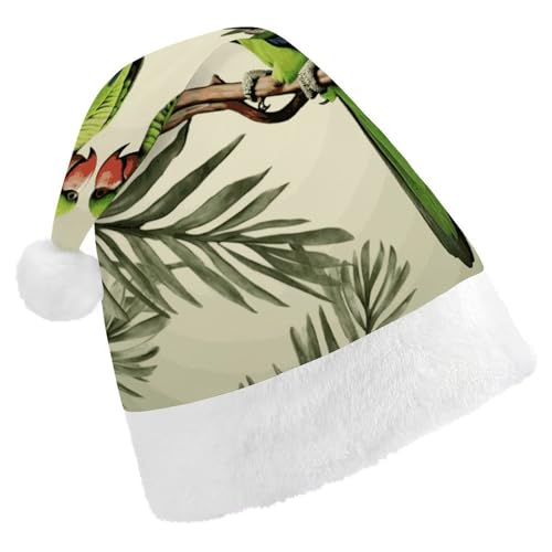 Weihnachtsmütze für Männer und Frauen, Plüsch-Weihnachtsmütze, Paare, Papageien, olivfarben, Weihnachtsmannmützen für Party, Urlaub Weihnachtsmütze für Männer und Frauen, Plüsch-Weihnachtsmütze, Paare, Papageien, olivfarben, Weihnachtsmannmützen für Party, Urlaub von HJKBCV
