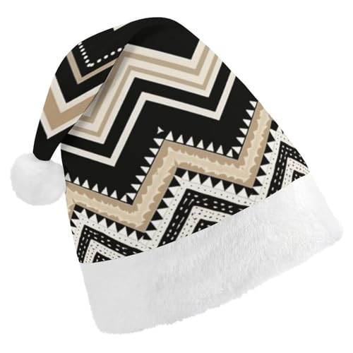 Weihnachtsmütze für Männer und Frauen, Plüsch-Weihnachtsmütze, Schwarz/Weiß, Hellbraun, Zickzack-Weihnachtsmannmützen für Party, Urlaub Weihnachtsmütze für Männer und Frauen, Plüsch-Weihnachtsmütze, Schwarz/Weiß, Hellbraun, Zickzack-Weihnachtsmannmützen für Party, Urlaub von HJKBCV