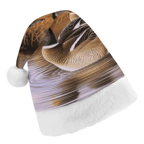 Weihnachtsmütze für Männer und Frauen, Plüsch-Weihnachtsmütze, Stockenten, Weihnachtsmannmützen für Party, Urlaub Weihnachtsmütze für Männer und Frauen, Plüsch-Weihnachtsmütze, Stockenten, Weihnachtsmannmützen für Party, Urlaub von HJKBCV