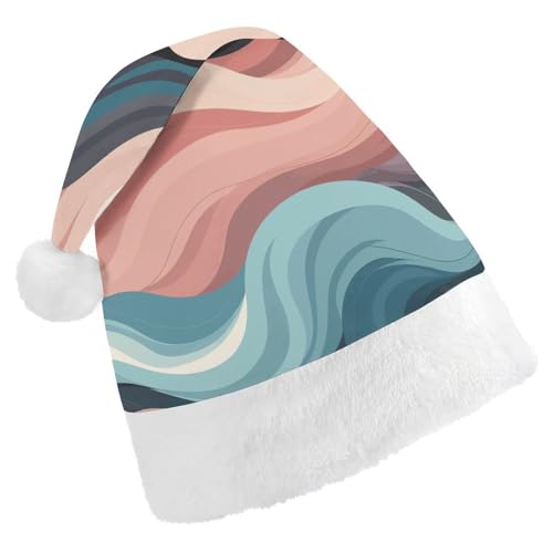 Weihnachtsmütze für Männer und Frauen, Plüsch-Weihnachtsmütze, Wellenmuster, Weihnachtsmannmützen für Party, Urlaub Weihnachtsmütze für Männer und Frauen, Plüsch-Weihnachtsmütze, Wellenmuster, Weihnachtsmannmützen für Party, Urlaub von HJKBCV