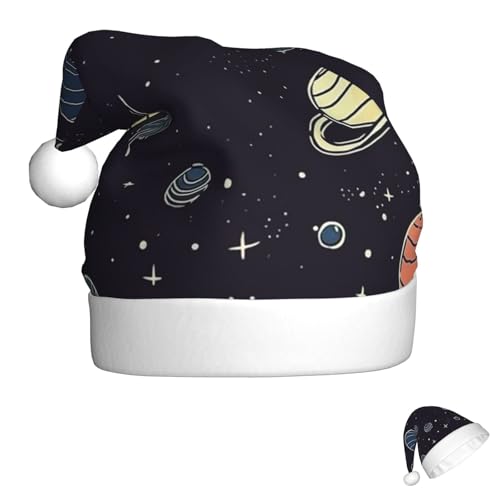 Weihnachtsmütze für Männer und Frauen, Plüsch-Weihnachtsmütze, Weltraumplaneten-Muster, Weihnachtsmannmützen für Party, Urlaub Weihnachtsmütze für Männer und Frauen, Plüsch-Weihnachtsmütze, Weltraumplaneten-Muster, Weihnachtsmannmützen für Party, Urlaub von HJKBCV