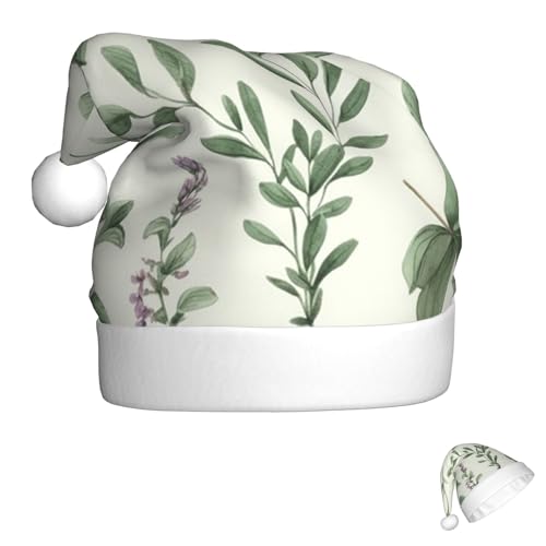 Weihnachtsmütze für Männer und Frauen, Plüsch-Weihnachtsmütze, grüne Blumenblätter, Weihnachtsmannmützen für Party, Urlaub Weihnachtsmütze für Männer und Frauen, Plüsch-Weihnachtsmütze, grüne Blumenblätter, Weihnachtsmannmützen für Party, Urlaub von HJKBCV