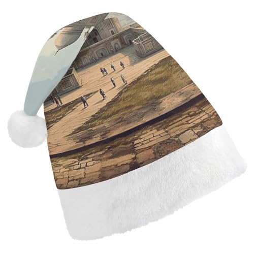 Weihnachtsmütze für Männer und Frauen, Plüsch-Weihnachtsmütze, historische Stätte, Malerei, Weihnachtsmannmützen für Party, Urlaub Weihnachtsmütze für Männer und Frauen, Plüsch-Weihnachtsmütze, historische Stätte, Malerei, Weihnachtsmannmützen für Party, Urlaub von HJKBCV