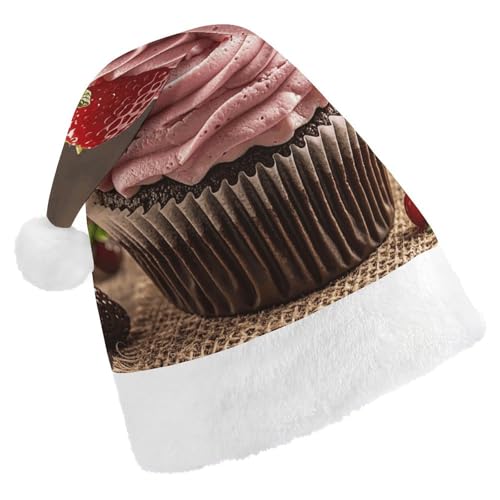 Weihnachtsmütze für Männer und Frauen, Plüsch-Weihnachtsmütze, köstliche Cupcakes, Weihnachtsmannmützen für Party, Urlaub Weihnachtsmütze für Männer und Frauen, Plüsch-Weihnachtsmütze, köstliche Cupcakes, Weihnachtsmannmützen für Party, Urlaub von HJKBCV