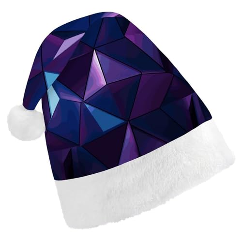 Weihnachtsmütze für Männer und Frauen, Plüsch-Weihnachtsmütze, lila, geometrische Weihnachtsmannmützen für Party, Urlaub Weihnachtsmütze für Männer und Frauen, Plüsch-Weihnachtsmütze, lila, geometrische Weihnachtsmannmützen für Party, Urlaub von HJKBCV
