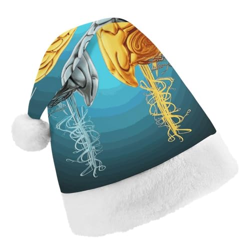 Weihnachtsmütze für Männer und Frauen, Plüsch-Weihnachtsmütze, linke und rechte Gehirnfunktionen, Weihnachtsmannmützen für Party, Urlaub Weihnachtsmütze für Männer und Frauen, Plüsch-Weihnachtsmütze, linke und rechte Gehirnfunktionen, Weihnachtsmannmützen für Party, Urlaub von HJKBCV