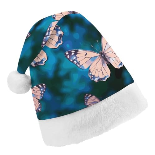 Weihnachtsmütze für Männer und Frauen, Plüsch-Weihnachtsmütze, niedliche Schmetterlinge, Weihnachtsmannmützen für Party, Urlaub Weihnachtsmütze für Männer und Frauen, Plüsch-Weihnachtsmütze, niedliche Schmetterlinge, Weihnachtsmannmützen für Party, Urlaub von HJKBCV