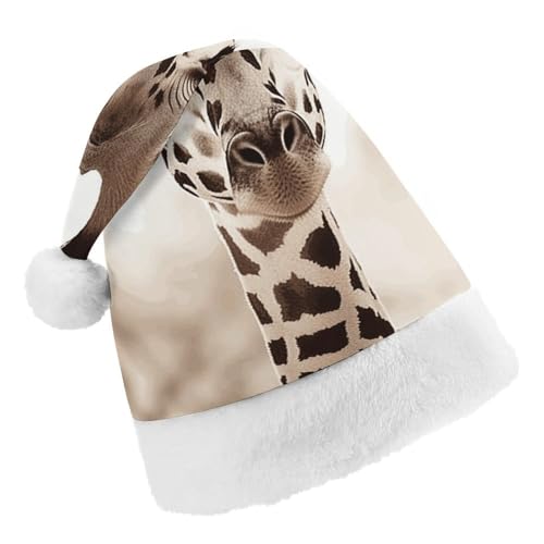 Weihnachtsmütze für Männer und Frauen, Plüsch-Weihnachtsmütze, schöne Giraffen-Weihnachtsmütze für Party, Urlaub Weihnachtsmütze für Männer und Frauen, Plüsch-Weihnachtsmütze, schöne Giraffen-Weihnachtsmütze für Party, Urlaub von HJKBCV