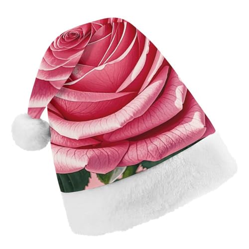 Weihnachtsmütze für Männer und Frauen, Plüsch-Weihnachtsmütze, schöne Rosen, Weihnachtsmannmützen für Party, Urlaub Weihnachtsmütze für Männer und Frauen, Plüsch-Weihnachtsmütze, schöne Rosen, Weihnachtsmannmützen für Party, Urlaub von HJKBCV