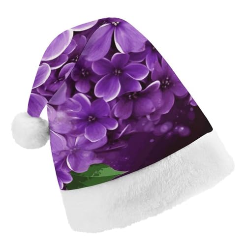 Weihnachtsmütze für Männer und Frauen, Plüschmütze, lila, florale Weihnachtsmannmützen für Party, Urlaub Weihnachtsmütze für Männer und Frauen, Plüschmütze, lila, florale Weihnachtsmannmützen für Party, Urlaub von HJKBCV