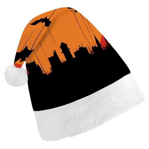 Weihnachtsmütze für Männer und Frauen, Plüschmütze, orangefarbene Tapete, Weihnachtsmannmützen für Party, Urlaub Weihnachtsmütze für Männer und Frauen, Plüschmütze, orangefarbene Tapete, Weihnachtsmannmützen für Party, Urlaub von HJKBCV
