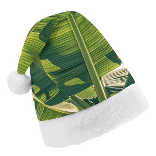 Weihnachtsmütze für Männer und Frauen, Plüschmütze, tropische Bananenpalmenblätter, Weihnachtsmannmützen für Party, Urlaub Weihnachtsmütze für Männer und Frauen, Plüschmütze, tropische Bananenpalmenblätter, Weihnachtsmannmützen für Party, Urlaub von HJKBCV