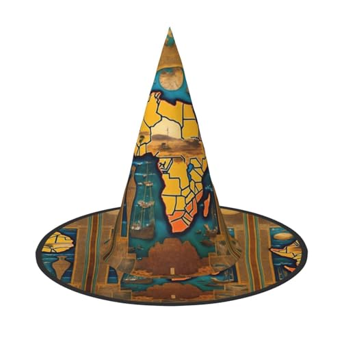 HJKTVDRQ Abstrakter Weltkarten-Druck, Halloween-Hüte, Hexenhüte, Zaubererhüte für Halloween, Feste, Karneval, Cosplay HJKTVDRQ Abstrakter Weltkarten-Druck, Halloween-Hüte, Hexenhüte, Zaubererhüte für Halloween, Feste, Karneval, Cosplay von HJKTVDRQ