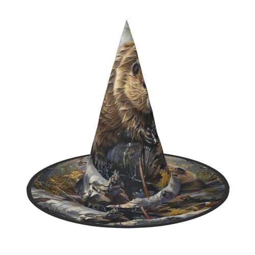 HJKTVDRQ Biber-Arbeits-Druck, Halloween-Hüte, Hexenhüte, Zaubererhüte für Halloween, Feste, Karneval, Cosplay HJKTVDRQ Biber-Arbeits-Druck, Halloween-Hüte, Hexenhüte, Zaubererhüte für Halloween, Feste, Karneval, Cosplay von HJKTVDRQ