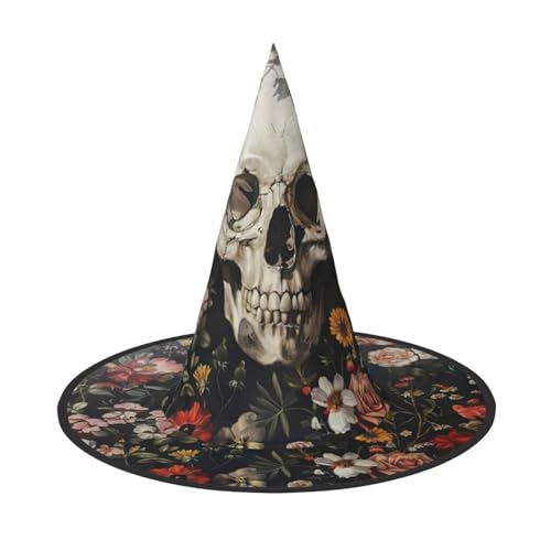 HJKTVDRQ Halloween-Hüte mit Blumen-Totenkopf-Druck, Hexenhüte, Zaubererhüte für Halloween, Feste, Karneval, Cosplay HJKTVDRQ Halloween-Hüte mit Blumen-Totenkopf-Druck, Hexenhüte, Zaubererhüte für Halloween, Feste, Karneval, Cosplay von HJKTVDRQ