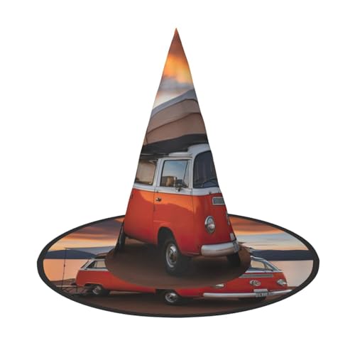 HJKTVDRQ Halloween-Hüte mit Camping-Druck, Hexenhüte, Zaubererhüte für Halloween, Feste, Karneval, Cosplay von HJKTVDRQ