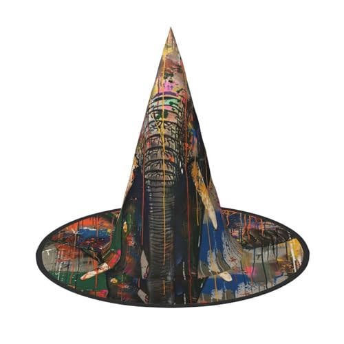 HJKTVDRQ Halloween-Hüte mit Elefantenaufdruck, Hexenhüte, Zaubererhüte für Halloween, Feste, Karneval, Cosplay HJKTVDRQ Halloween-Hüte mit Elefantenaufdruck, Hexenhüte, Zaubererhüte für Halloween, Feste, Karneval, Cosplay von HJKTVDRQ