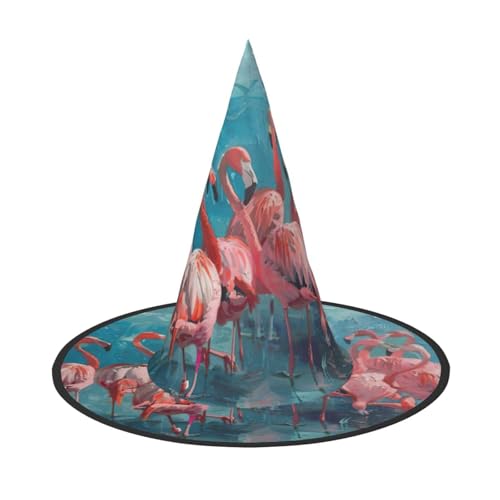 HJKTVDRQ Halloween-Hüte mit Flamingo-Druck, Hexenhüte, Zaubererhüte für Halloween, Feste, Karneval, Cosplay HJKTVDRQ Halloween-Hüte mit Flamingo-Druck, Hexenhüte, Zaubererhüte für Halloween, Feste, Karneval, Cosplay von HJKTVDRQ