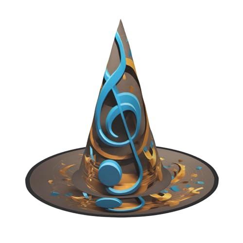 HJKTVDRQ Halloween-Hüte mit Musiknoten-Druck, Hexenhüte, Zaubererhüte für Halloween, Feste, Karneval, Cosplay von HJKTVDRQ