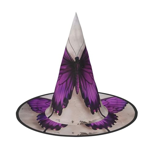 HJKTVDRQ Halloween-Hüte mit Schmetterlings-Motiv, Violett, Hexenhüte, Zaubererhüte für Halloween, Feste, Karneval, Cosplay HJKTVDRQ Halloween-Hüte mit Schmetterlings-Motiv, Violett, Hexenhüte, Zaubererhüte für Halloween, Feste, Karneval, Cosplay von HJKTVDRQ